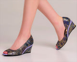 Bosccolo Womens Wedge Sandal - Purple / Gold