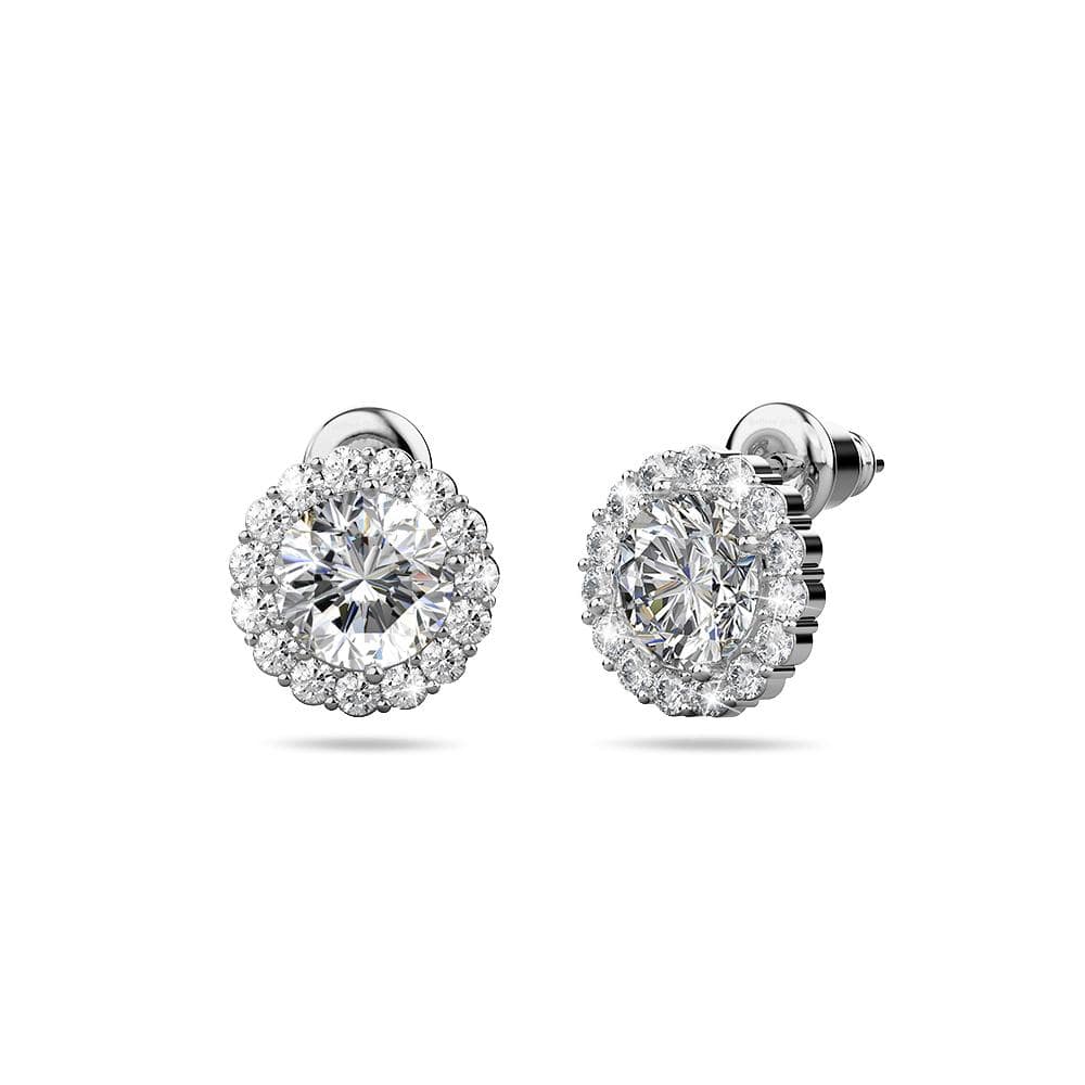 Bullion Gold Crystal Muse Sterling Silver Post Stud Earrings White Gold Copper Alloy