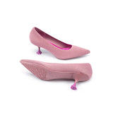 Classy Madam Pointed Toe Kitten Heels - Pink