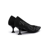 Enchanted Butterfly Pointed Toe Kitten Heels - Black