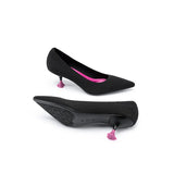 Classy Madam Pointed Toe Kitten Heels - Black