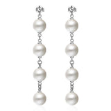 Quadruplet Pearl For Her White Gold Layered Drop Earrings