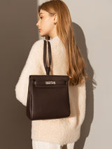 Madison Structured Leather Convertible Backpack - Chocolate