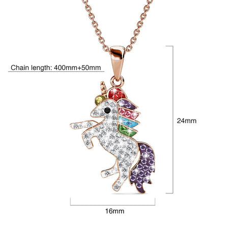 Krystal Couture Rose Gold Chain with Rainbow Unicorn Embellished with SWAROVSKI Crystals
