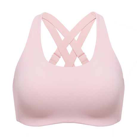 Power On Molded Cup Strappy Racerback Wireless Bra - Pink