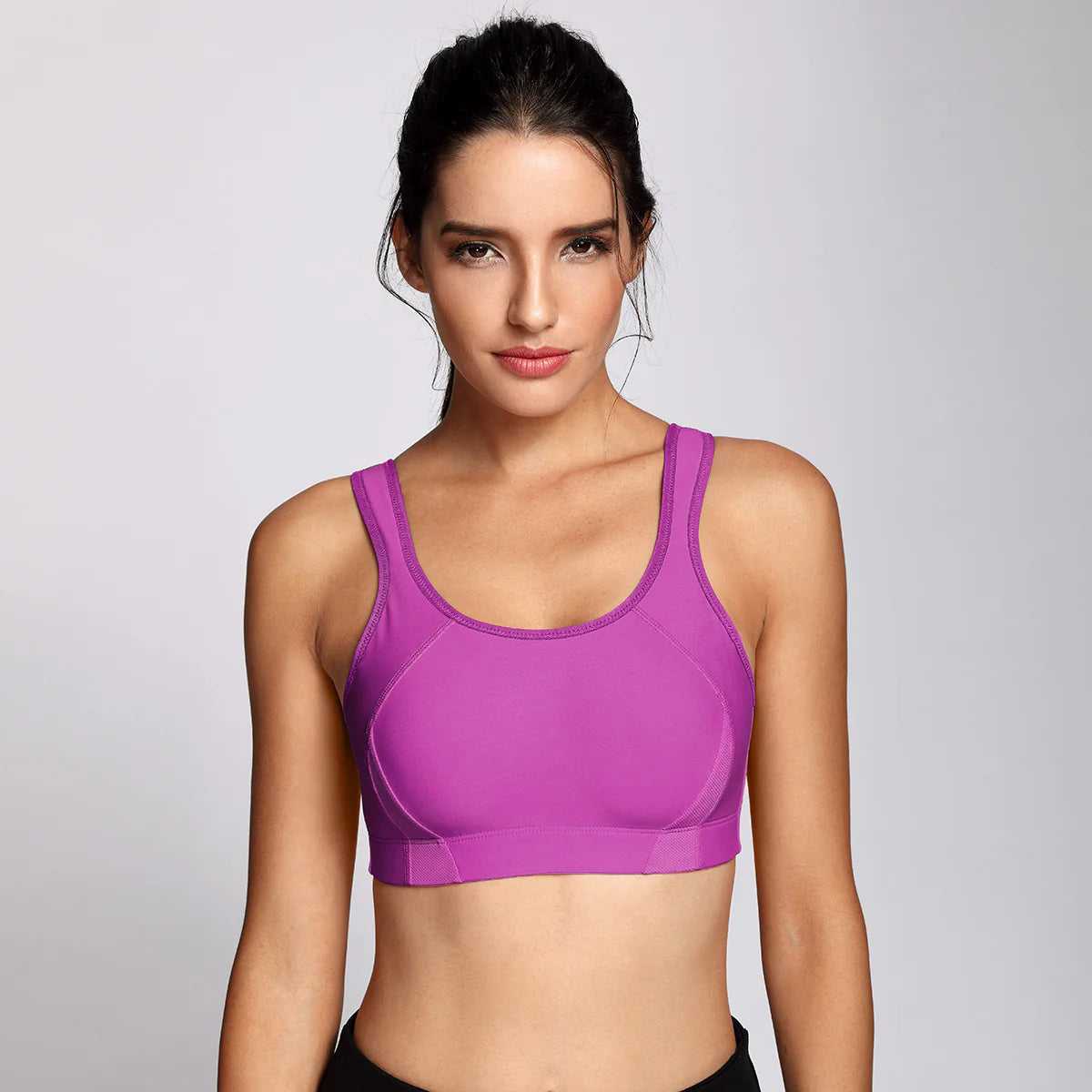 Quick Dry High Impact Padded Wireless Sports Bra - Purple