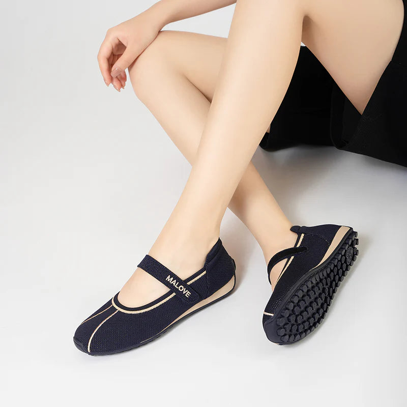 Sport Ballet Mary Jane Flats - Navy