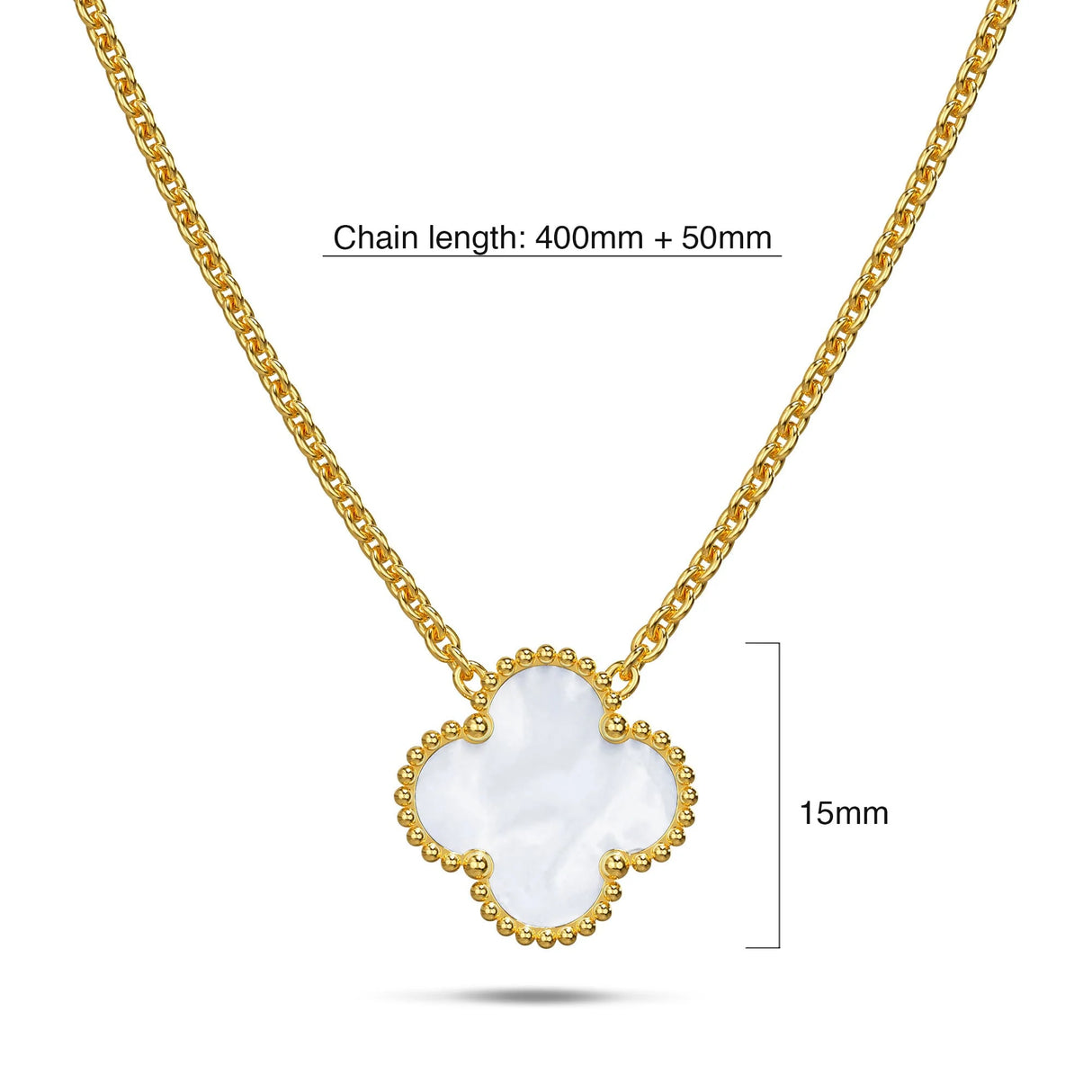 Bullion Gold White Clover Necklace