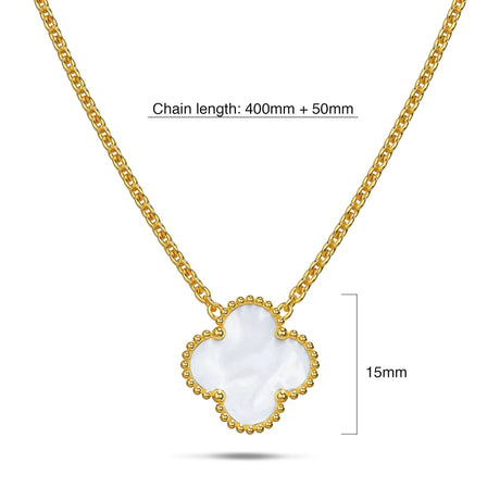 Bullion Gold White Clover Necklace