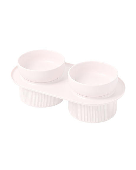Ceramic Pet Food Bowl Pet Feeder Water Bowl Elevated Dog Cat Food Bowl - White