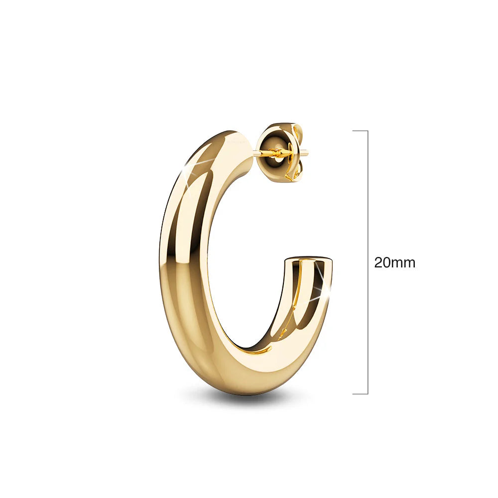 Bullion Gold Creole C-Hoop Gold Layered Earrings