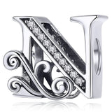 Solid 925 Sterling Silver Vintage Inspired Antique Alphabet Charm