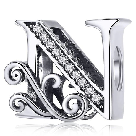 Solid 925 Sterling Silver Vintage Inspired Antique Alphabet Charm