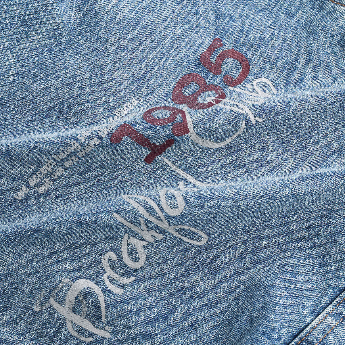 Vintage Washed Denim Large Capacity Tote - Denim