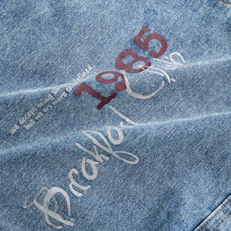 Vintage Washed Denim Large Capacity Tote - Denim