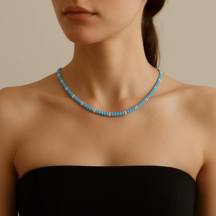 Liv Oliver 18K Gold Turquoise Tennis Necklace