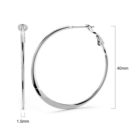 Bullion Gold Semi Flattened Hoop Earrings 40mm