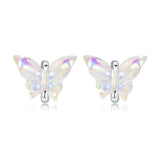 Solid 925 Signature Silver Butterfly Goddess Stud Earrings