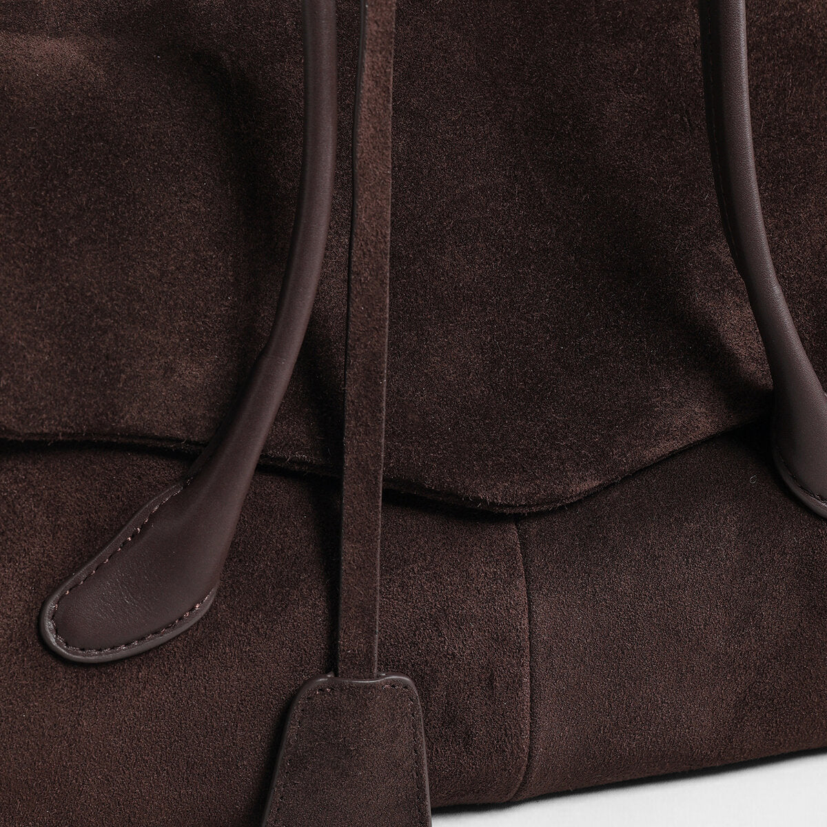 Suede Leather Oversized Tote Bag - Chocolate