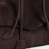 Suede Leather Oversized Tote Bag - Chocolate