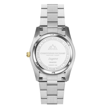 Christophe Duchamp Lugano - Black Dial with Gold & Silver Stainless Steel Strap