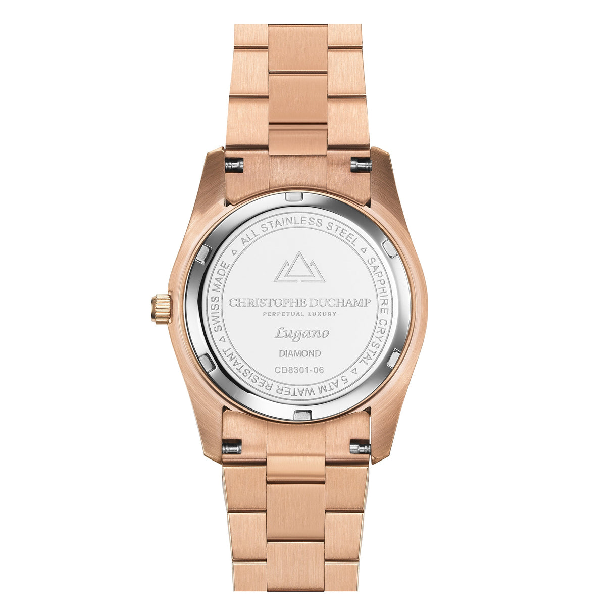 Christophe Duchamp Lugano - Silver Dial with Rose Gold Stainless Steel Strap