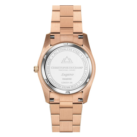 Christophe Duchamp Lugano - Silver Dial with Rose Gold Stainless Steel Strap