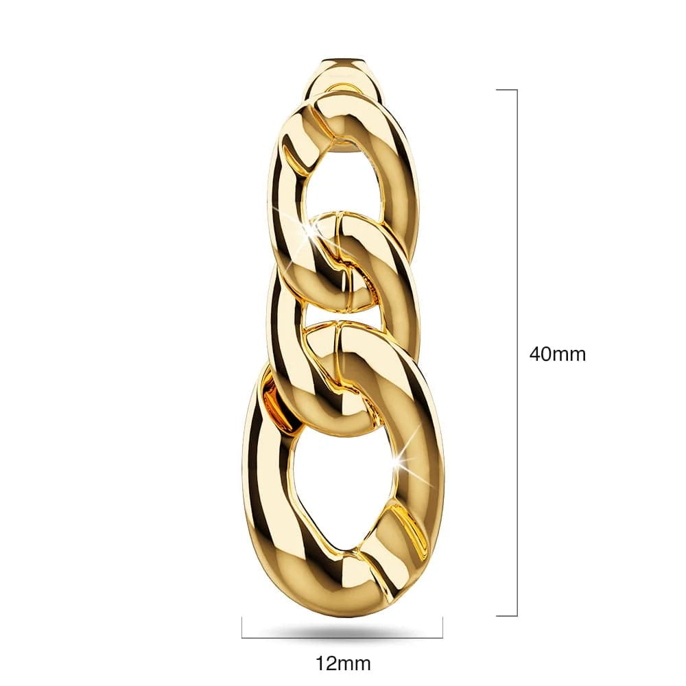 Bullion Gold Interlock Chain Dangle Gold Layered Earrings