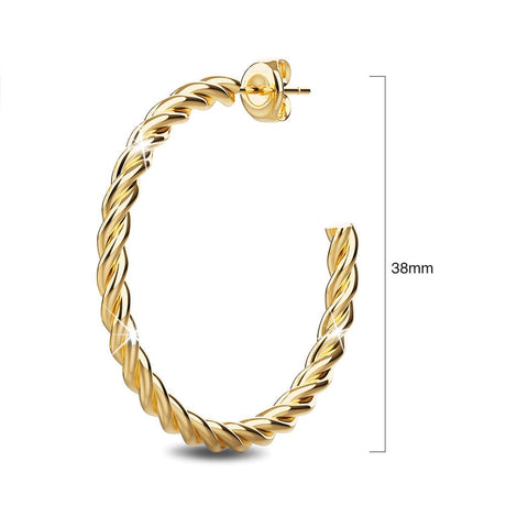 Bullion Gold Twisted Braid C-Hoop Gold Layered Earrings 30mm