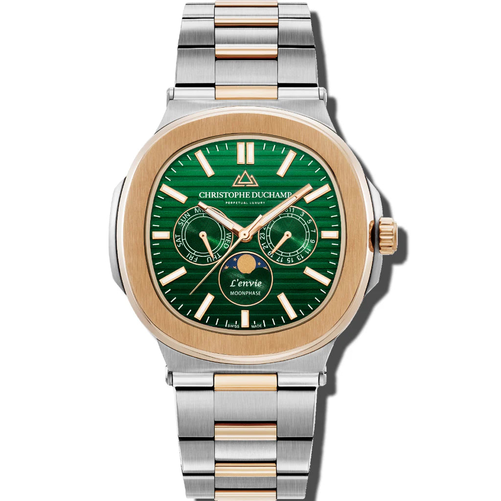 Christophe Duchamp L'envie Moonphase - Green Dial & 316L Stainless Steel Strap