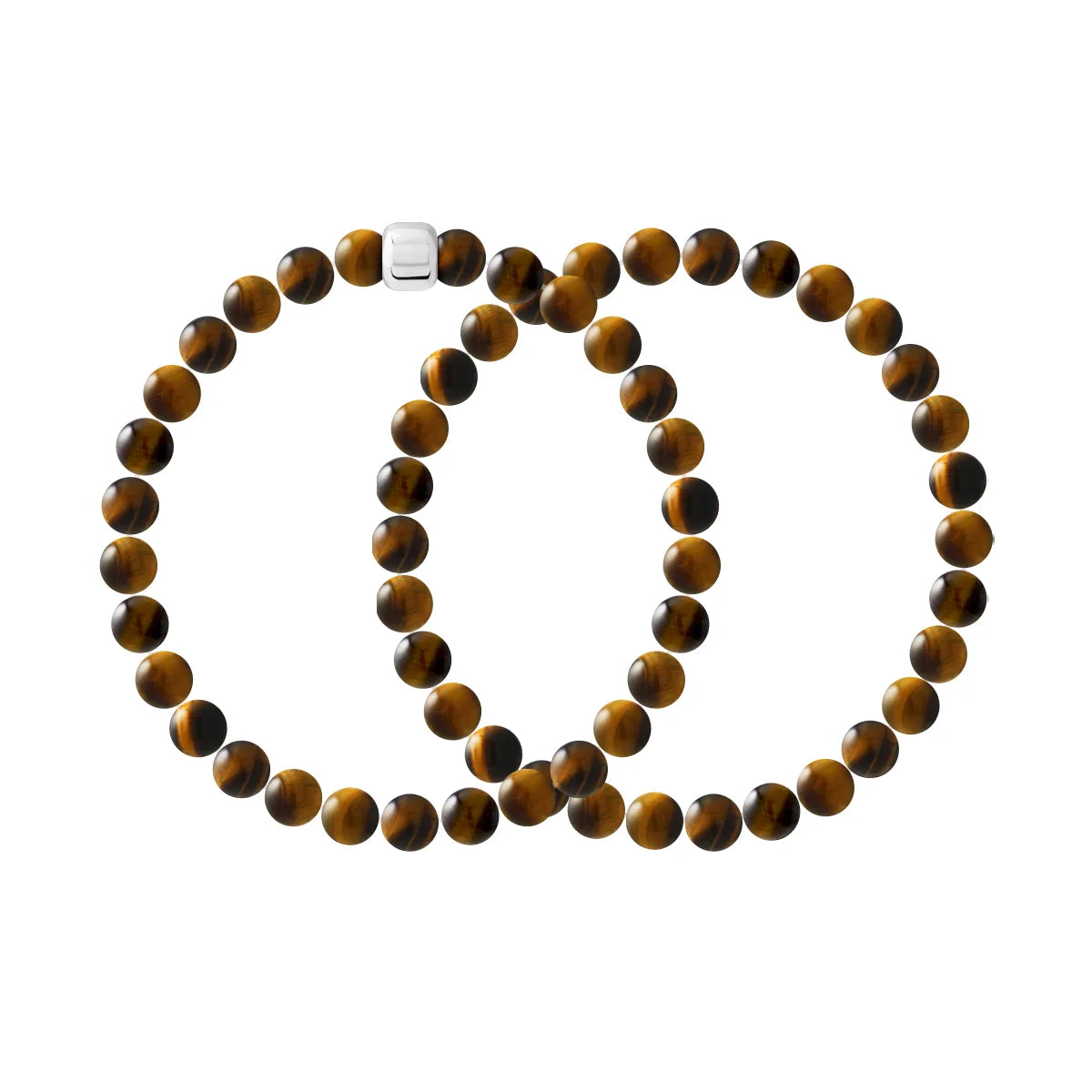 2 Bracelet Set Protection Tiger's Eye Sterling Silver 6mm
