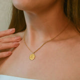 Bullion Gold Golden Rose Engraved Pendant Necklace