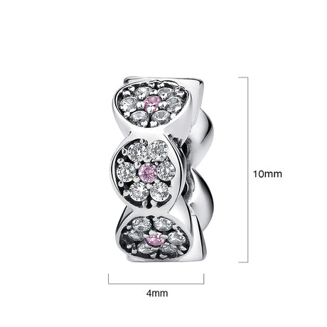 Solid 925 Sterling Silver Floral CZ Charm