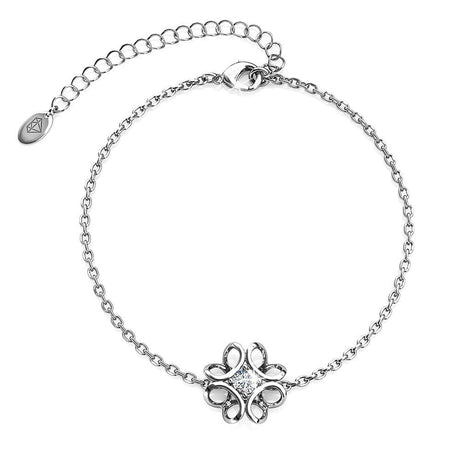 Boxed White Gold Blooming Flower Bracelet & Daffodil Hologram Stud Earrings Embellished with SWAROVSKI® Crystals Set