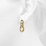Bullion Gold Interlock Chain Dangle Gold Layered Earrings