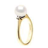 Ring Freshwater Pearl & Diamond White Yellow Gold