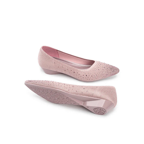Rhinestone Gradient Knit Pointed Toe Wedge Flats - Mauve