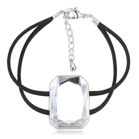 Krystal Couture Emerald-Cut Crystal Double Strap Bracelet Embellished with Swarovski Crystals