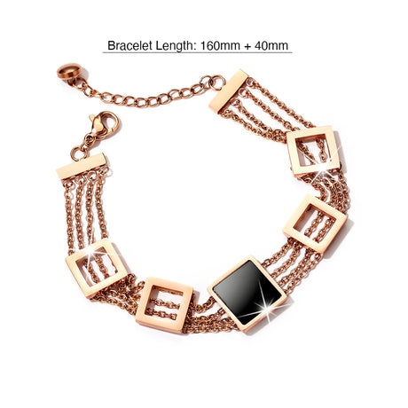 Bullion Gold Glamourous Geometric Layered Chain Bracelet