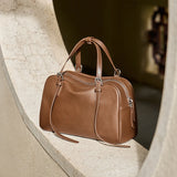 Nalandu Vintage Leather Bowling Bag - Camel