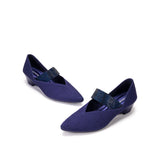 Princess Crystal Strap Mary Jane Wedges - Navy