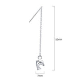 Solid 925 Sterling Silver Dolphin Threader Earrings