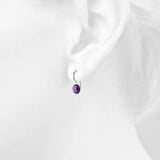 Solid 925 Sterling Silver Saucer Earrings Purple