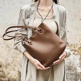 Nalandu Leather Horse Charm Tote Bag - Coffee