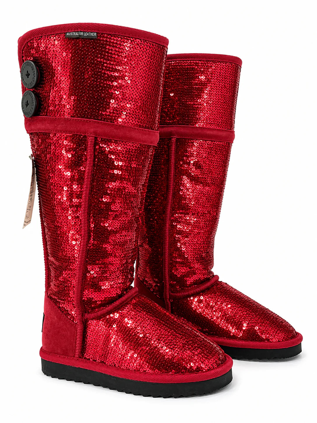 Australian Leather Ugg Long Sequin Red - AU5