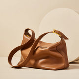 Nalandu Soft Leather Slouch Shoulder Hobo Bag - Brown