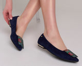 Bosccolo Womens Ballerina - Navy Blue Suede