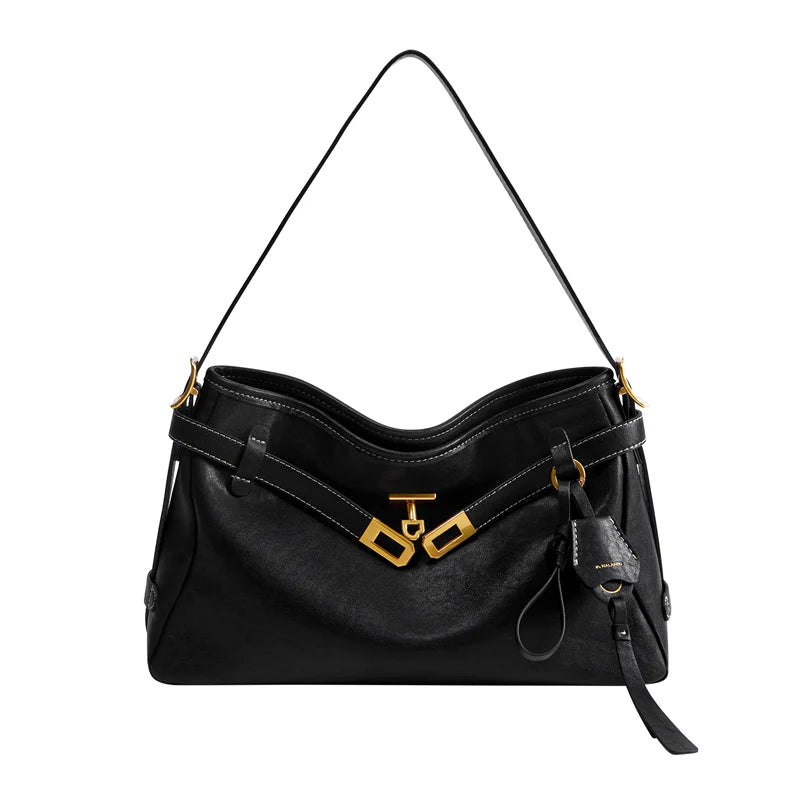 Nalandu Luxe Fortune Chime Slouch Shoulder Bag - Black