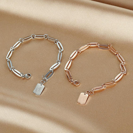 Bullion Gold Good Luck Chain Bracelet in White Gold Layered Steel Jewellery