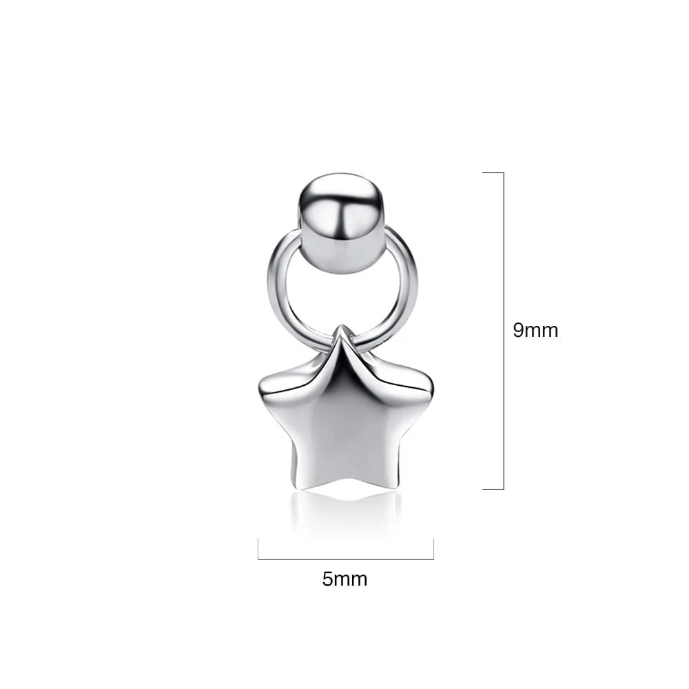 Solid 925 Sterling Silver Enchanting Star Drop Earrings